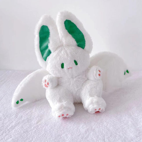 PEACH CAT Cute Bat Bunny Plush Pillow, Kawaii Stuffed Animal for Kids in White 12"