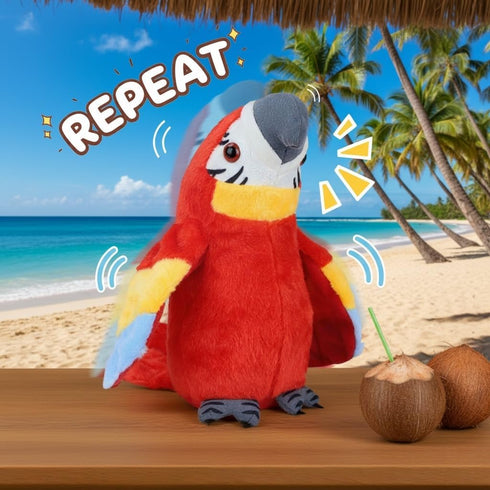 Tummy Talking Parrot Toy, Repeat What You Say Parrot Toys with Flapping Wings, Interactive Electronic Funny Rcording