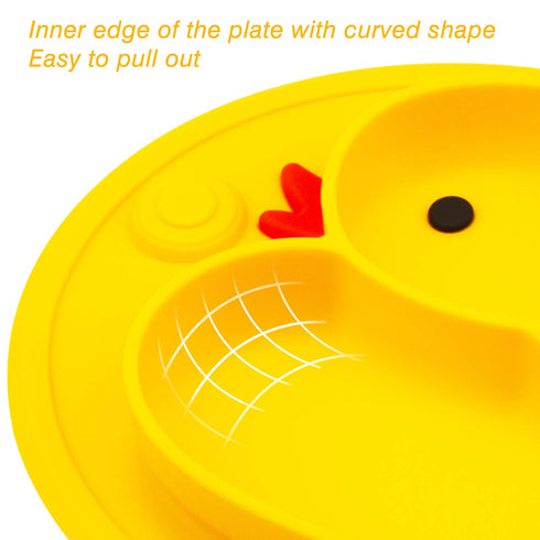 Baby Plate Silicone Toddler Plates Suction Placemat Divided Dishes for Kids and Infants One-Piece Strong Suction, BPA