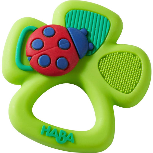 HABA Lucky Shamrock Safe Silicone Teether and Grasping Toy for Babies 6 Months and Up - Dishwasher Safe
