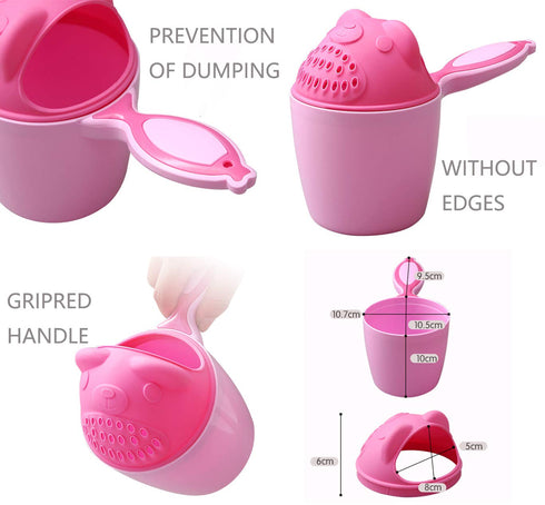 Rinse Shampoo Rinser Baby Rinse Cup, Protecting Infant Eyes, Baby Bath Rinser Wash Hair Cup (Bear-Pink)