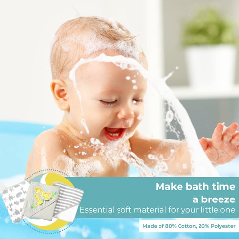 Set 23-Piece Set, GBA23 0501) Spasilk Bath Hooded Towels & Washcloths for Babies, Gift Grey, (Gift