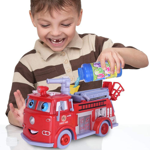 3-5+ ArtCreativity Fire Truck Toy Bubble Machine for Kids, Bubble Blower Toy Truck for Toddlers with Lights, Siren