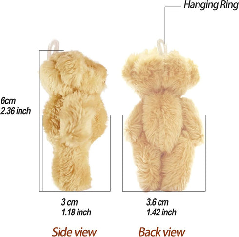 KUDES 12Pcs Mini Joint Teddy Bear Stuffed Animal Plush Toys, Wedding Gift Box Doll Toy for Birthday Cake Decorations