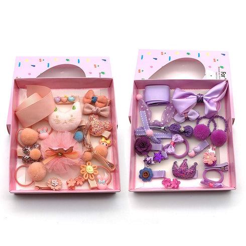 Cute Baby Girl's Hair Clips Set with Assorted Styles, 36 Pieces Pack of Elastic Hair Ties and Ponytail Holders (Purple)