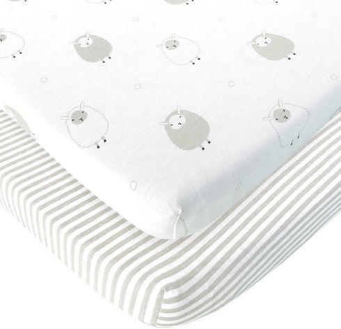 Travel Crib Fitted Sheets, Compatible With Guava Lotus, Baby Bjorn, Dream on Me Travel Crib, 2 Pack