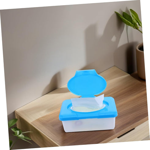 Unomor Lightweight Diaper Wipe Holder - Compact Refillable Container with Lid in Blue