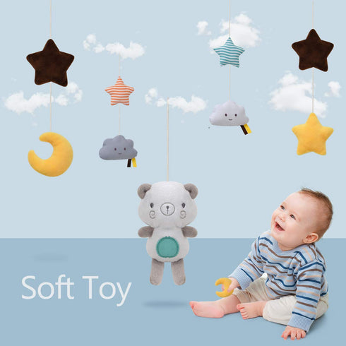TuiVeSafu Baby Musical Crib Mobile with Hanging Rotating Toys,Infant Bed Decoration for Newborn Boys and Girls