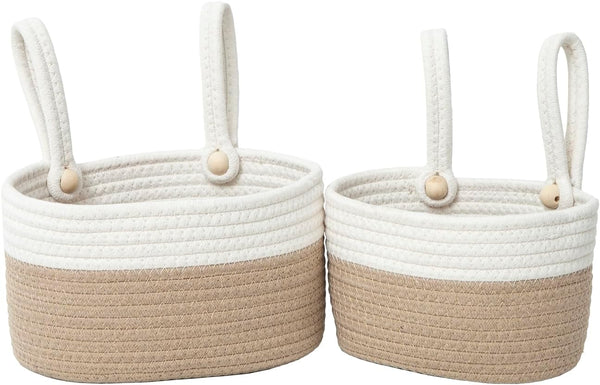 YAHUAN Cotton Hanging Basket for Organizing Hanging Wall Basket With Handle for