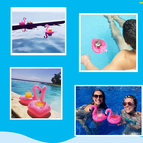 14 Pack Inflatable Flamingo Drink Holder, Pool Floats Cup Holder, Floating Coasters for Water Fun Party