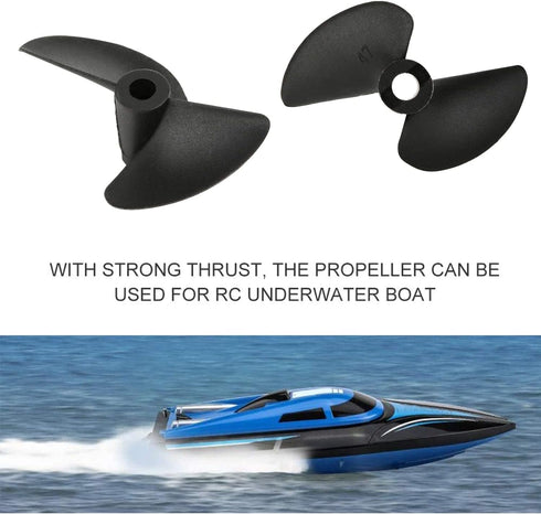 2 3.18mm 35mm 2PCS Heyiarbeit RC Boat Propeller Blades, Hole, Diameter, Plastic, CCW, Black
