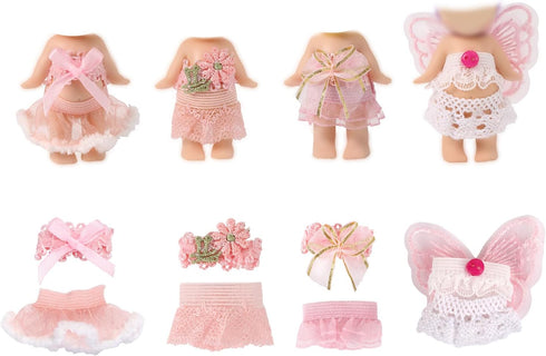 Goktvai 4 Sets 3in Angel Doll Clothes, Toy Collector Costume with Tops &