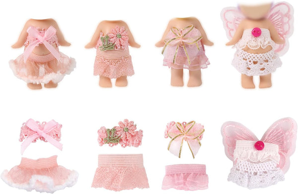 Goktvai 4 Sets 3in Angel Doll Clothes, Toy Collector Costume with Tops &
