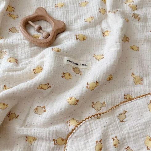 Summer, 47"x51" BuLuTu Cute Duck Pattern Baby Blanket Muslin Toddler Quilt Blankets Boys Girls Breathable Cotton Baby
