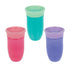 Nuby Wonder Cup with 360 Smart Edge Silicone Rim, 10 oz, 3-Pack, Aqua/Purple/Pink