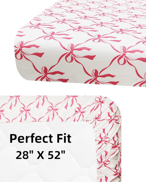 Jola's House 4 Pack Baby Girl Crib Sheets Fitted Pink Crib Sheet Portable Mattress Cover or Toddler Bed Sheets