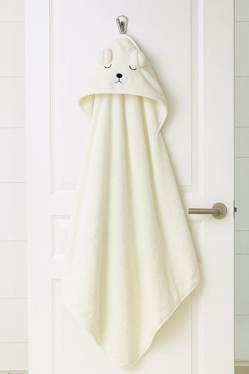Generic Set (2-Pack) Set) My Tiny Nugget Hooded Baby Bath Towel Soft & Absorbent | Blue & White | Cute Animal Hood |