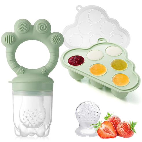 KERRT KEERT Baby Fruit Feeder with Popsicle Mold, Teething Teethers for Babies 3-12