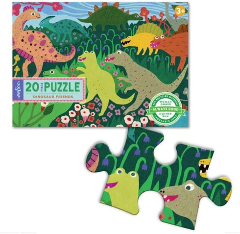 eeBoo: Dinosaur Friends 20 Piece Big Puzzle, Perfect Project for Little Hands, Aids in The Development of Pattern, Shape and Color Recognition, for Ages 3 and up