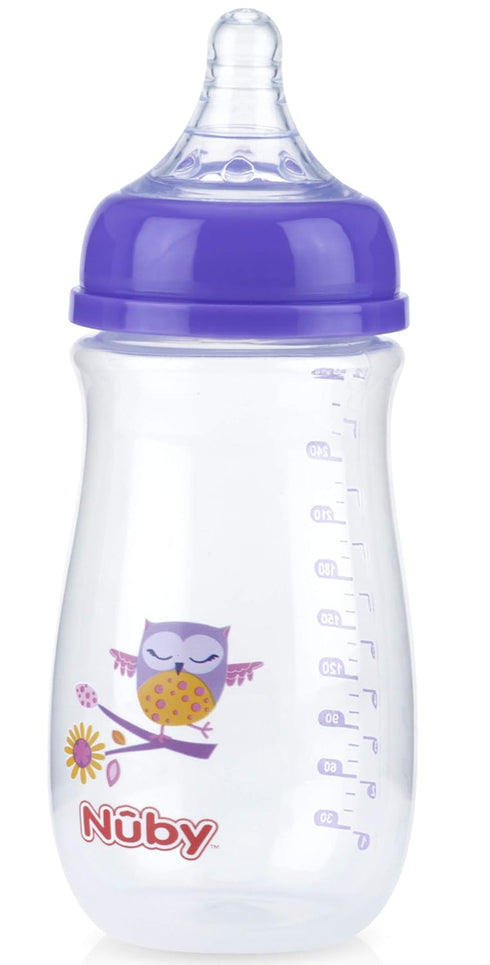1 Pack 1 Nuby Wide Neck Bottle with Anti-Colic Air System, Colors/Prints May Vary, of Bottle