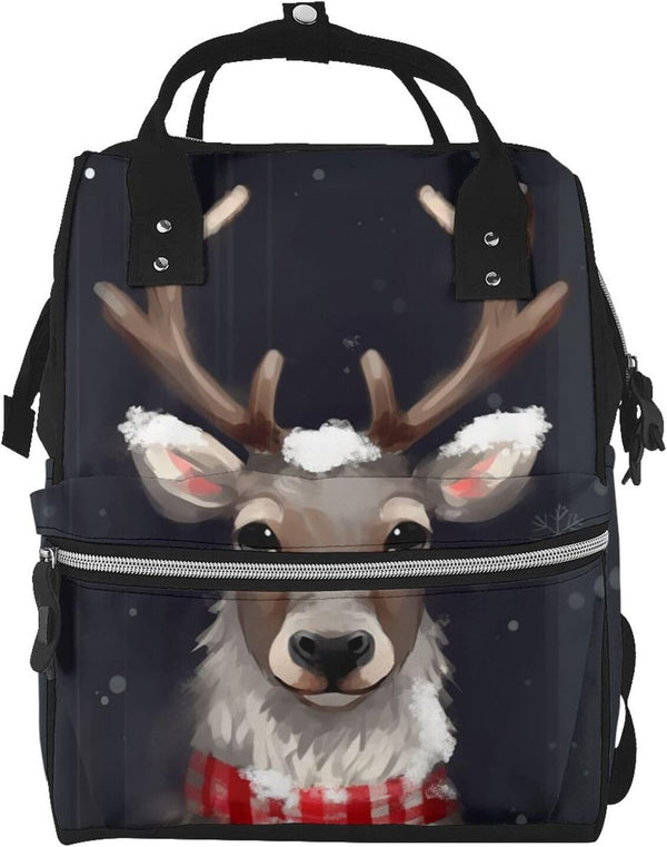 OUSIKA Reindeer Print Diaper Bag Multifunction Laptop Backpack Travel Daypacks Large Nappy Bag,