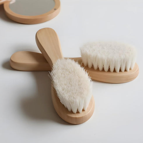 Set 2 of Baby Hair Brushes with Soft Goat Bristles