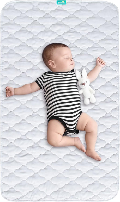 2 Pack 28" 52",Non-Slip Waterproof Crib Mattress Protector Pad x & Absorbent Mattress Pad for Baby Standard Crib/Bed