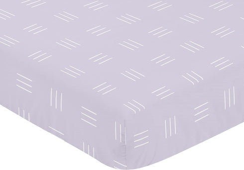 Sweet Jojo Designs Lavender Purple Boho Mudcloth Girl Fitted Crib Sheet Baby or Toddler Bed Nursery - Light Lilac