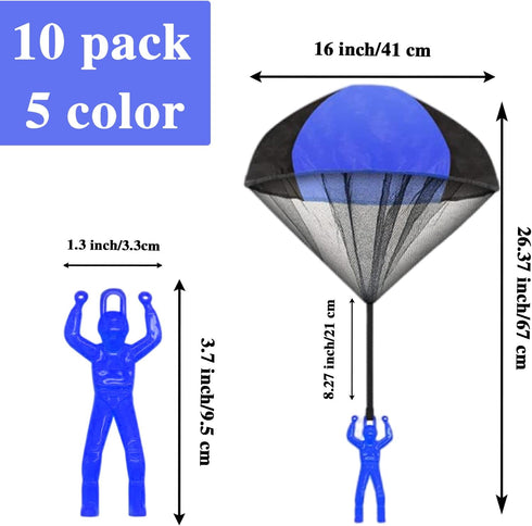 10 Pack Parachute Toy - Tangle Free Throwing Toy Parachute, Outdoor Flying Toys for Kids, Gifts (5 Colors)