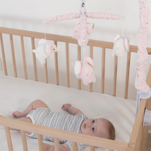 12 The Peanutshell Crib Mobile for Girls - Soft Pink Musical Baby Crib Mobile with Lullabies, Cute Elephant Baby Pink
