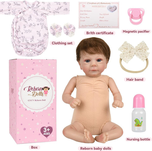 GYCV 18 Inch Set Lifelike Reborn Baby Dolls Girl - Realistic Newborn Vinyl Baby Real Life Baby Dolls Soft Body Real
