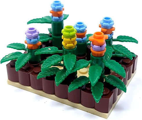 General Jim's Bright Colorful Vegetable Garden Plot Building Block Toy Playset, 165 Pc Modular Set for Teens and Adults