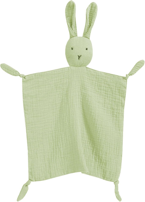 Organic Cotton Muslin Lovey Blanket, Soft & Breathable Bunny Security Blanket for Boys and Girls Baby Gifts