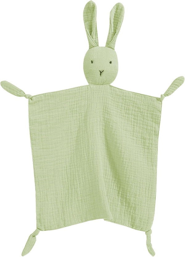 Organic Cotton Muslin Lovey Blanket, Soft & Breathable Bunny Security Blanket for Boys and Girls Baby Gifts