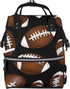 ZSUUGJ Brown Football On Black Printed Diaper Bag Backpack Baby Bag Multi Function