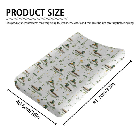 KuphiL10C Girls-16x32 Cute Mallard Ducks Flowers Floral Leaves Baby Changing Pad Cover, Unisex Mallard Duck Nursery