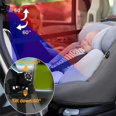 SAMFIWI Baby Car Mirror Safety Seat Mirror Camera and Monitor with Infrared Night Vision Best Baby Monitor for Car Seat
