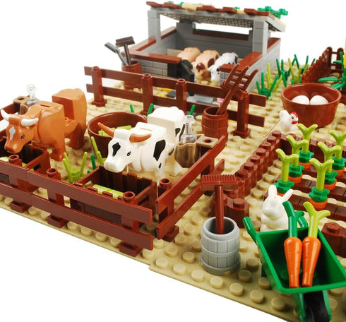 Farm Field Set Building Blocks - Plant Animal Crops Building Bricks Kit - DIY Compatible with All Major Brands