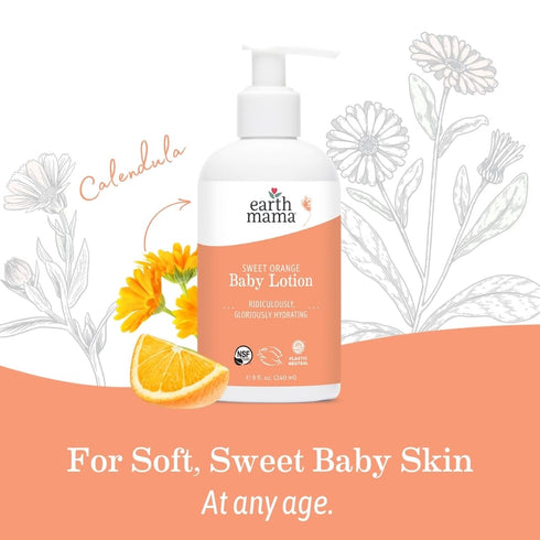 Earth Mama Sweet Orange Baby Lotion, Moisturizing Body Lotion for Dry Skin, 8 Fl Oz