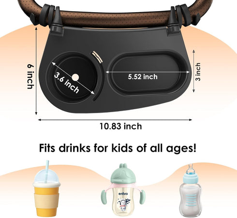 Upgrade Universal Stroller Snack Tray-Compatible with Nuna Uppababy Bugaboo,Stroller Cup Holder Tray with Silicone Arms