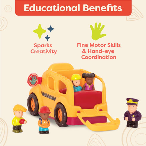 B. toys – Interactive Yellow School Bus, 5 Toy Figures with Lights and Sounds for Toddlers 18 Months+