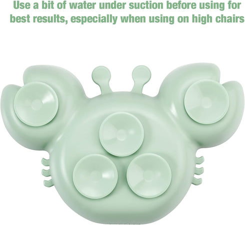 PandaEar 2 Pack Silicone Suction Plates for Toddlers with 4 Spoons, Unbreakable Baby Plates and Utensils Set, Green