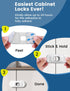 4 Pack Child Proof Cabinet Refrigerator Locks, Baby Proofing with Strong Adhesive Pad for Kitchen Drawers (White)