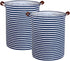 ESSME 2pack Kids Laundry Hamper, Collapsible Blue Storage Basket with Waterproof PE Coating, Canvas Fabric