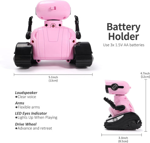 3-5 GILOBABY Remote Control Robot Toy for Kids Years, Flashing LED Eyes, Dancing and Flexible Moves, Auto Demo Mode