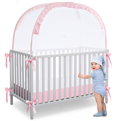 L RUNNZER Crib Tent, Portable Crib Cover to Keep Baby from Climbing Out, Safe