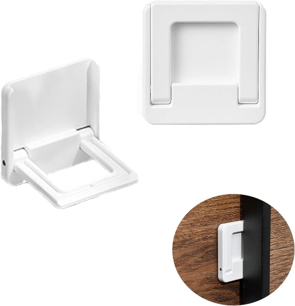 2 Pack Foldable Sliding Door Lock Handle, Sticky Safety Non Punching Grip Sticker for Closet, Window, Glass Doors