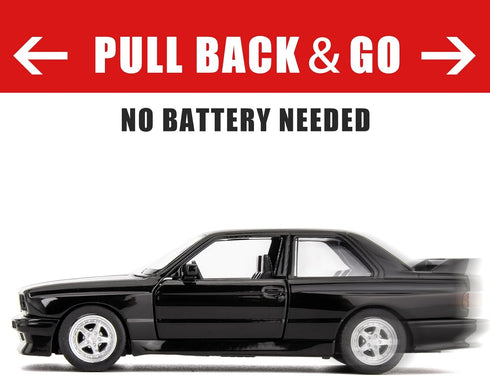 1:36 BMW M3 1987 Toy Car - Diecast Pull Back Model, Collection Kids Toy for Ages 3 and Up, Black