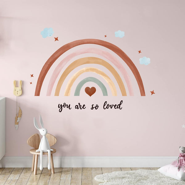 Containlol Rainbow Wall Decals, Playroom Wall Decor for Girl Room, Watercolor Peel