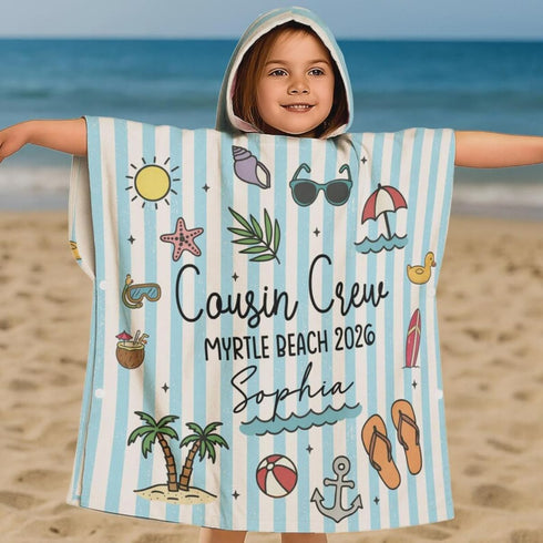Summer Summer Cousin Crew Trip - Personalized Beach Towel, Personalized Cousin Crew Hooded Towel, Kid Vacation Trip